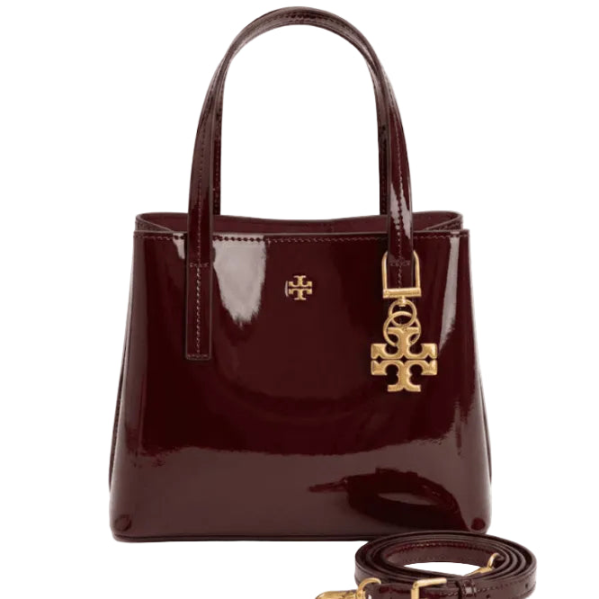 Toy Brch Burgundy Patent Leather Mini Satchel 25×20
