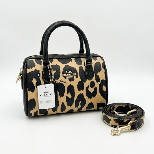 Coch Rowan Satchel in Coated Canvas (All-Over Leopard Print) 17*14