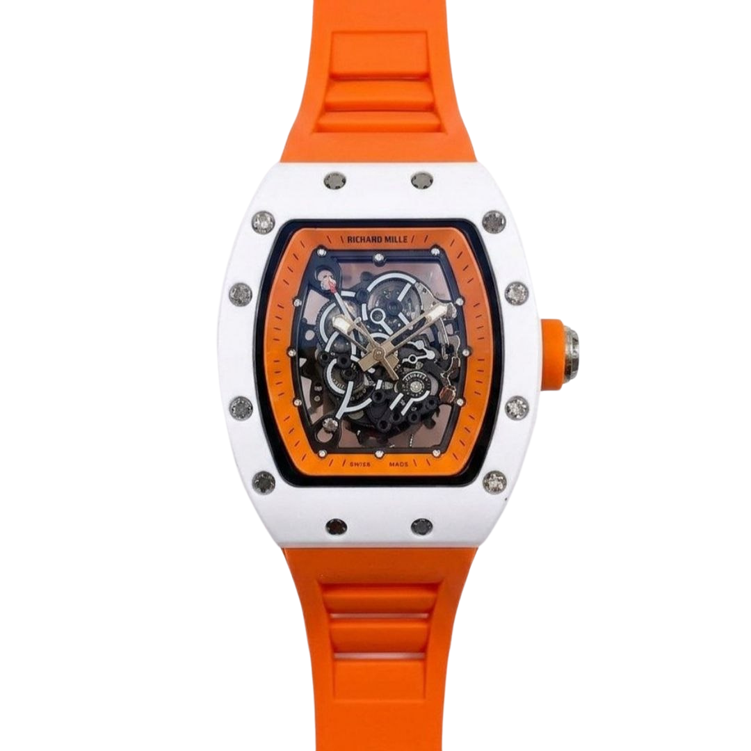 Rchrd RM 055 – White & Electric Orange Skeletonized Edition (Semi-Automatic)