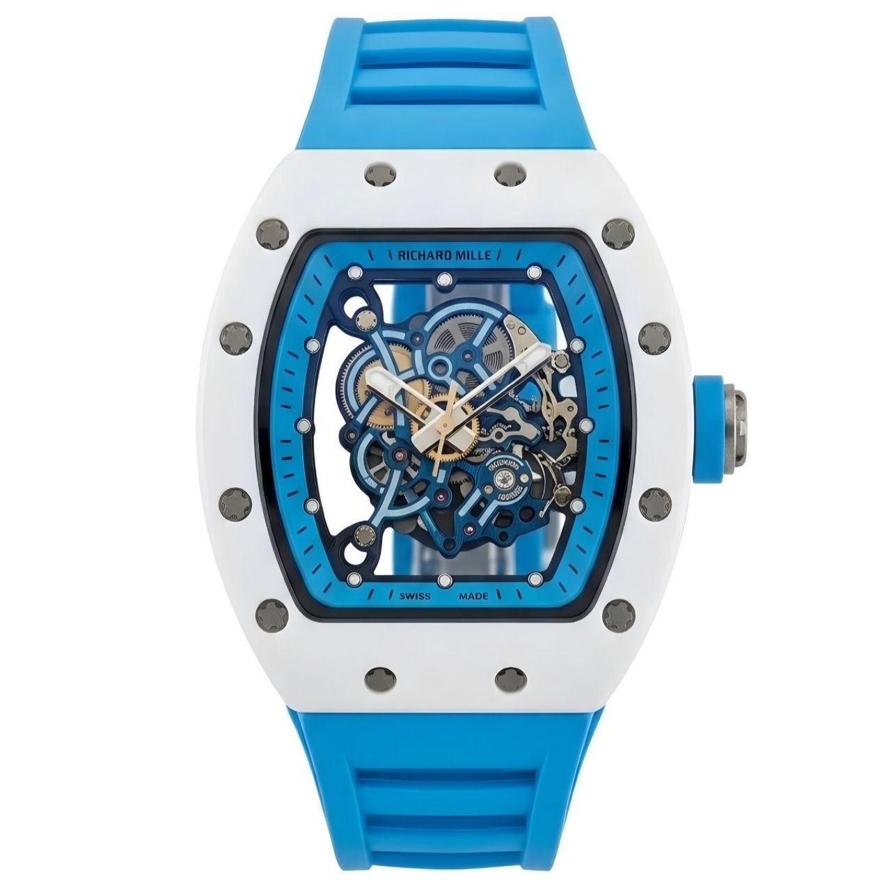 Rchrd RM 055 – White & Sky Blue Skeletonized Edition (Semi-Automatic)