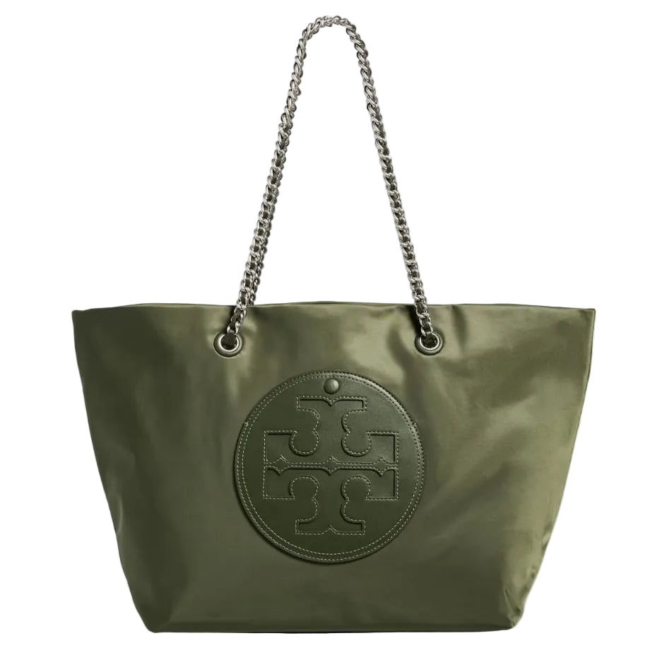 Toy Brch Green Nylon Tote with Chain Straps 45*27