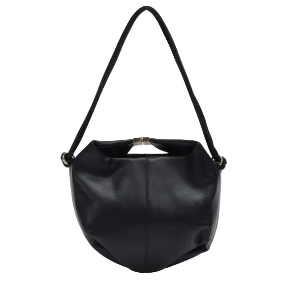 Polne Black Ruched Shoulder Bag 21 x 17