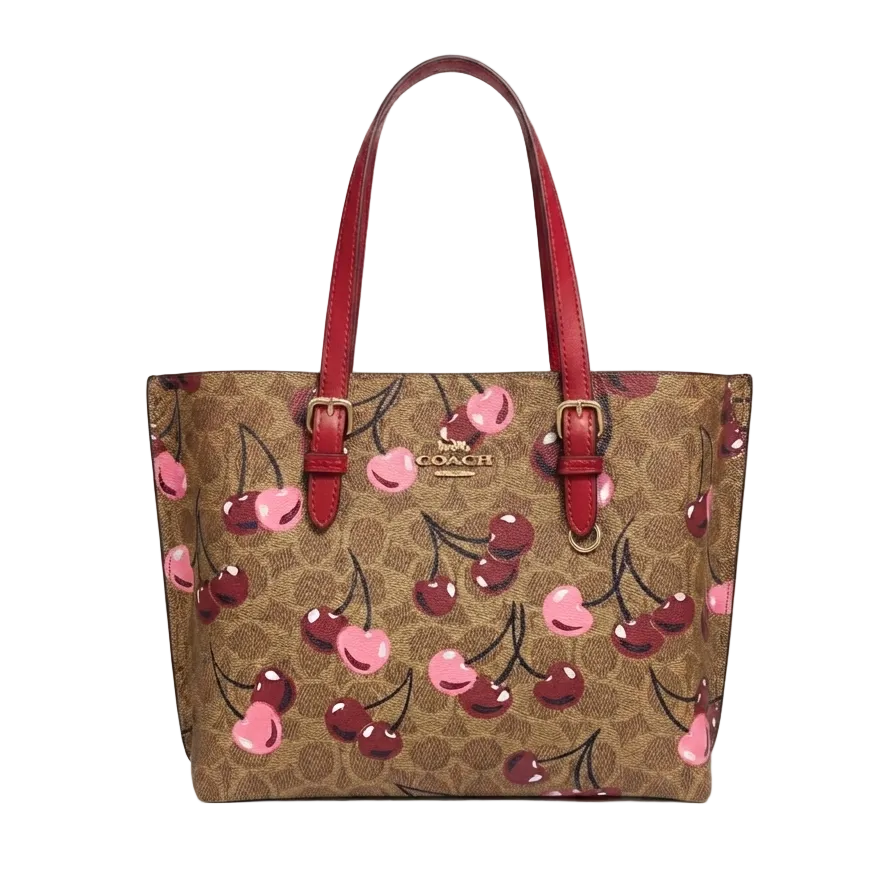 Coach Signature Cherry Print Tote Bag – Khaki Multi 32*21