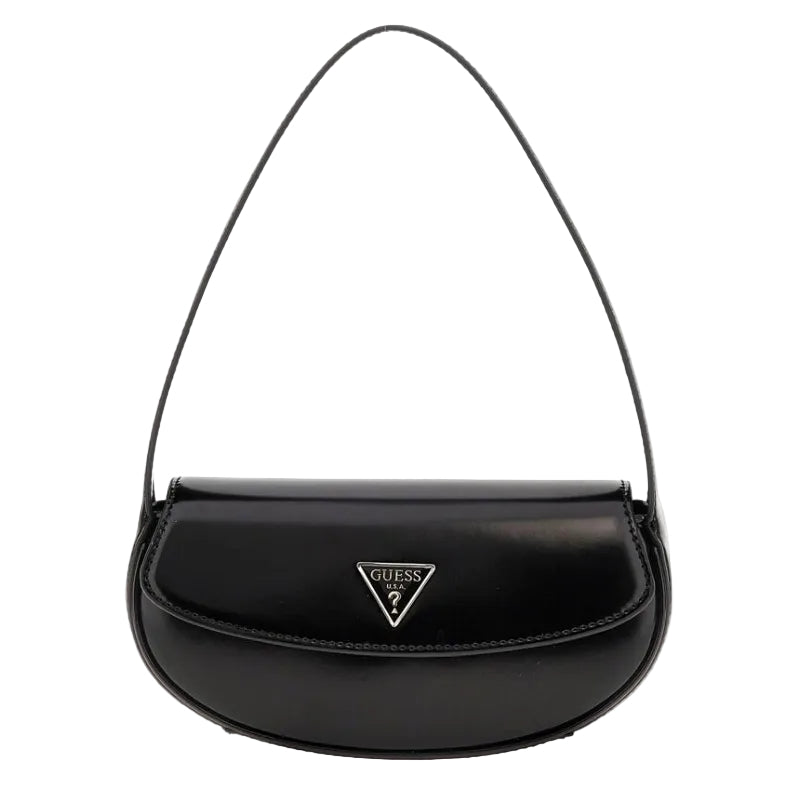 GUSS Glossy Black Half-Moon Shoulder Bag 23*12