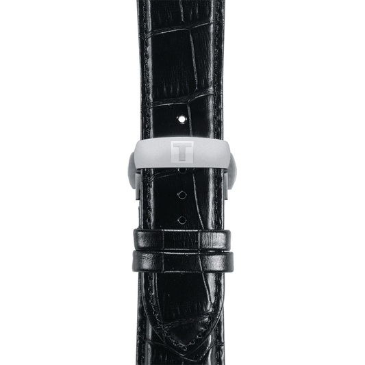 TIS Analog White Dial Black Leather Strap