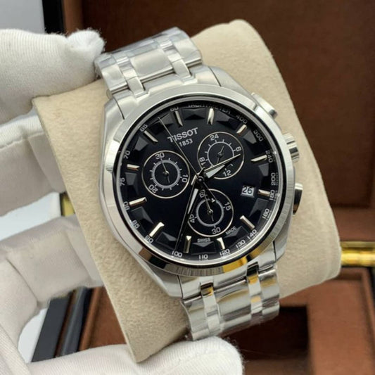 TIS Analog Black Dial stainless steel Strap