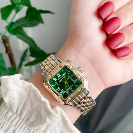 CRT Santos Lady woman Silver, Gold With Green dial