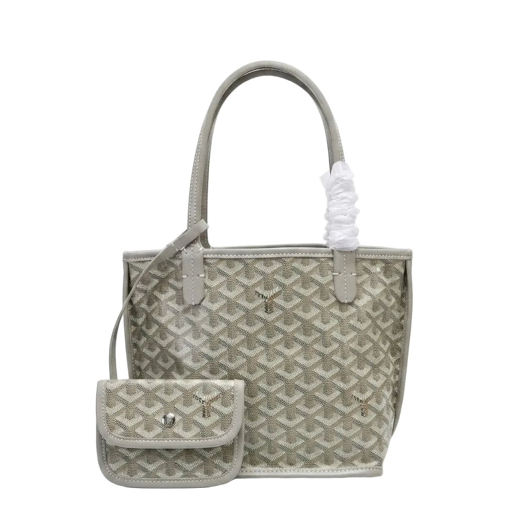 GYD - Elegant Beige Geometric Tote Bag with Matching Pouch – Stylish Women’s Everyday Handbag