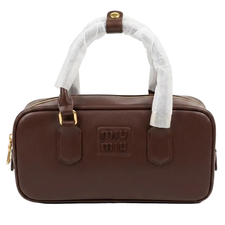 Mu Mu - Arcadie Leather Top-Handle Bag – Dark Chocolate Brown Size 27*13