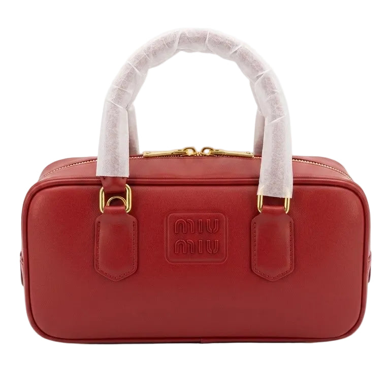 Mu Mu - Arcadie Leather Top-Handle Bag – Bright Red Size 27*13