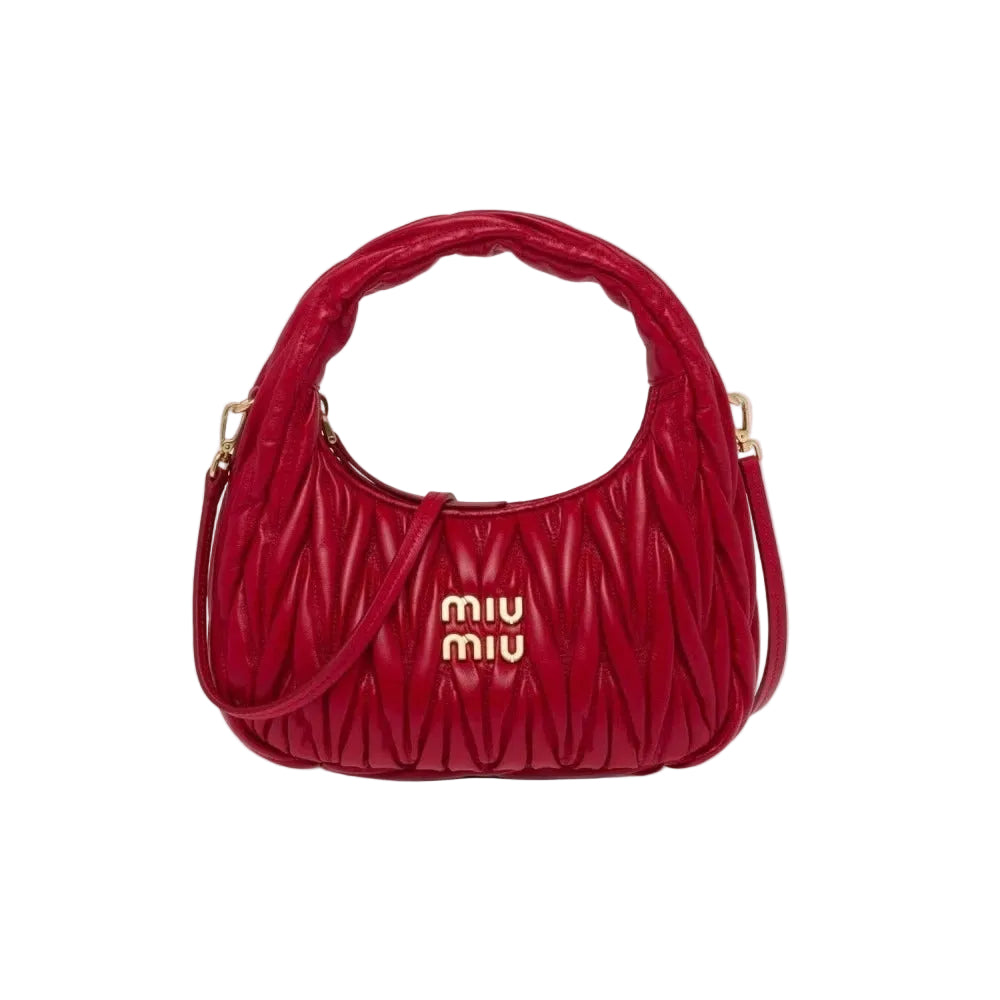 Mu Mu - Wander Matelassé Nappa Leather Hobo Bag – Red Size: 22*12