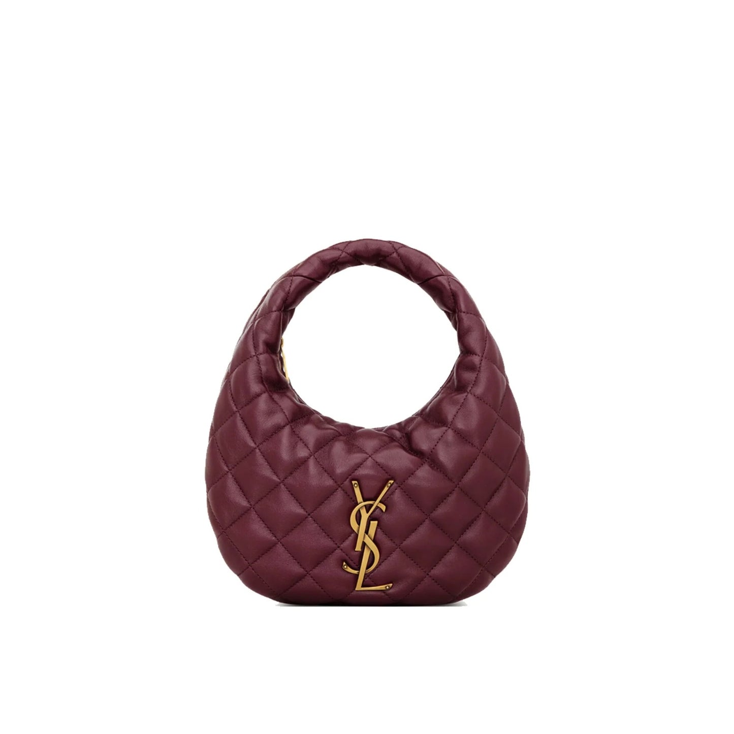 YSL - Monogram Quilted Round Hobo Bag in Burgundy 28*17