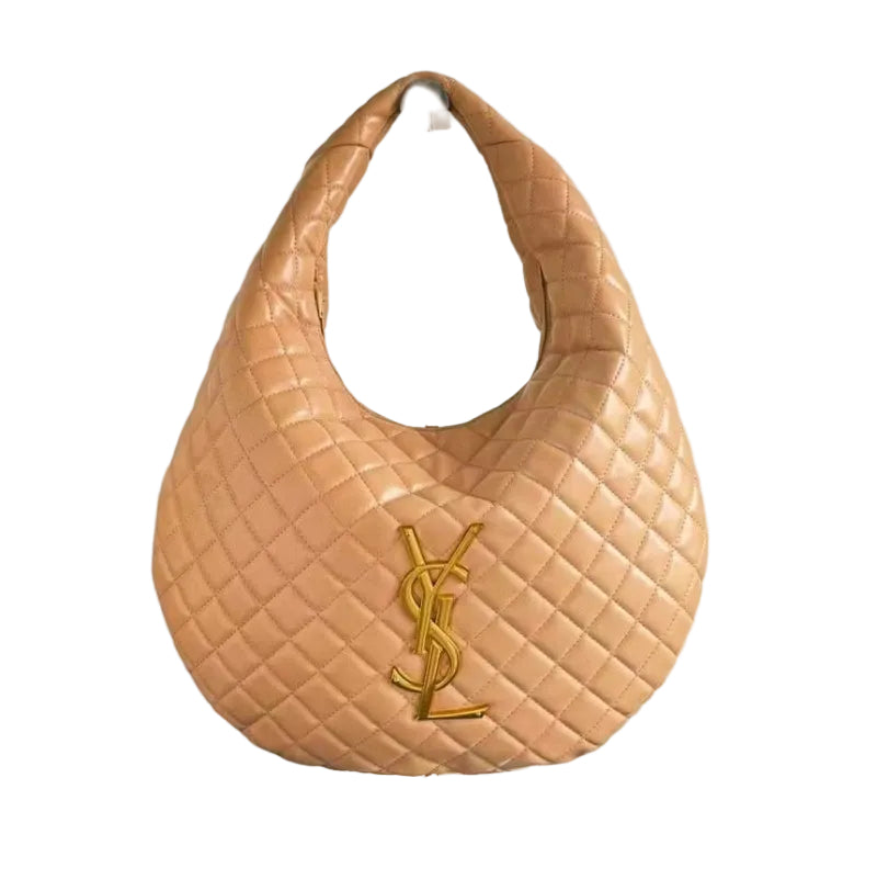 YSL - Icare Maxi Monogram Quilted Round Hobo Bag in Beige Nude 44*32