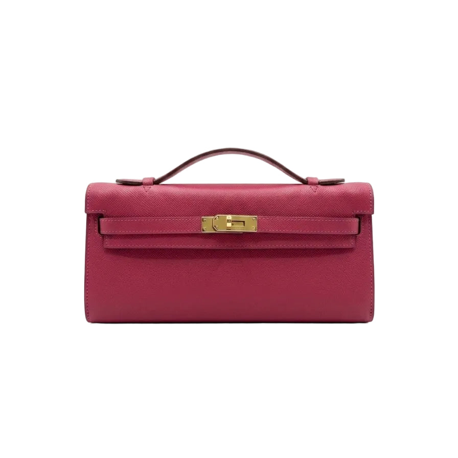 Herm - Kelly Elongated Cut Clutch in Gold Epsom Leather 31*16