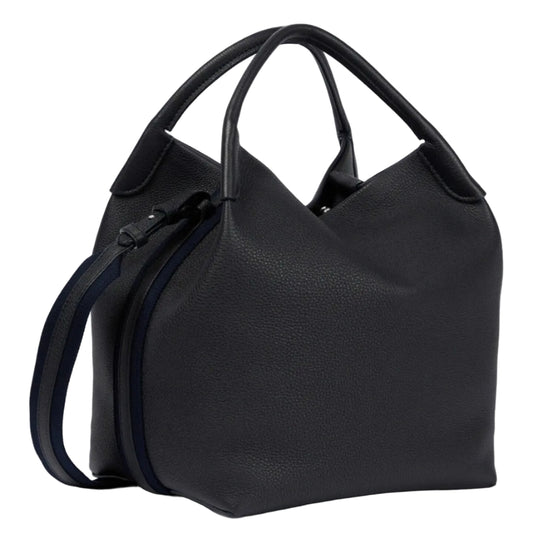 Lo Pia - Small Bale Bag – Navy Blue Grained Calfskin Size: 21 x 17