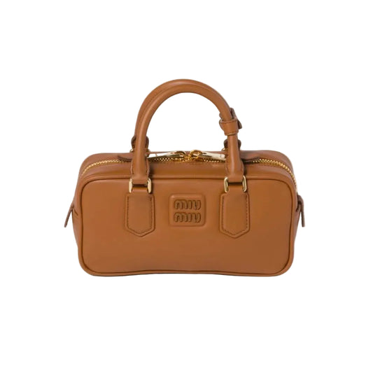 Mu Mu - Arcadie Leather Top-Handle Bag – Caramel Brown Size 27*13