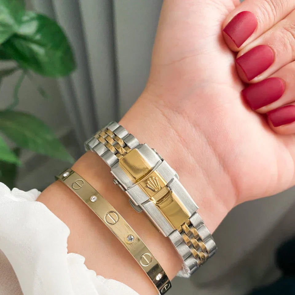 RO Lady-Datejust Gold, Sliver with White pearl dial