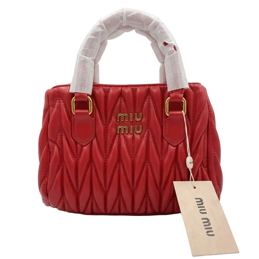 Mu Mu - Wander Matelassé Nappa Leather Bag – Red Size 20*16