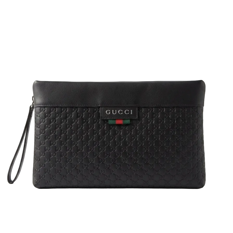 Gucci Signature Leather Wristlet Pouch