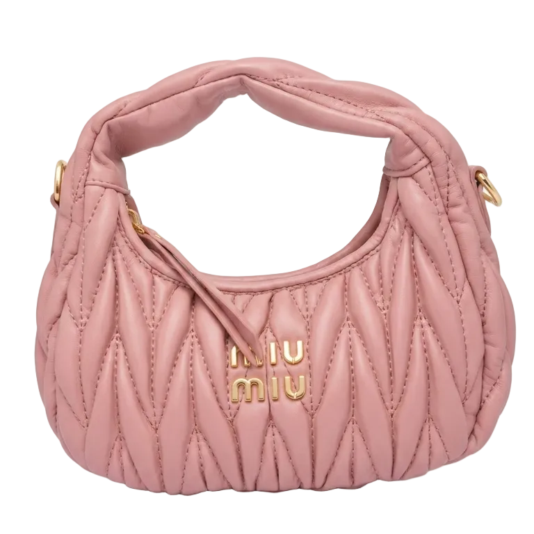 Mu Mu - Wander Matelassé Nappa Leather Hobo Bag – Orchid Pink Size: 22*12