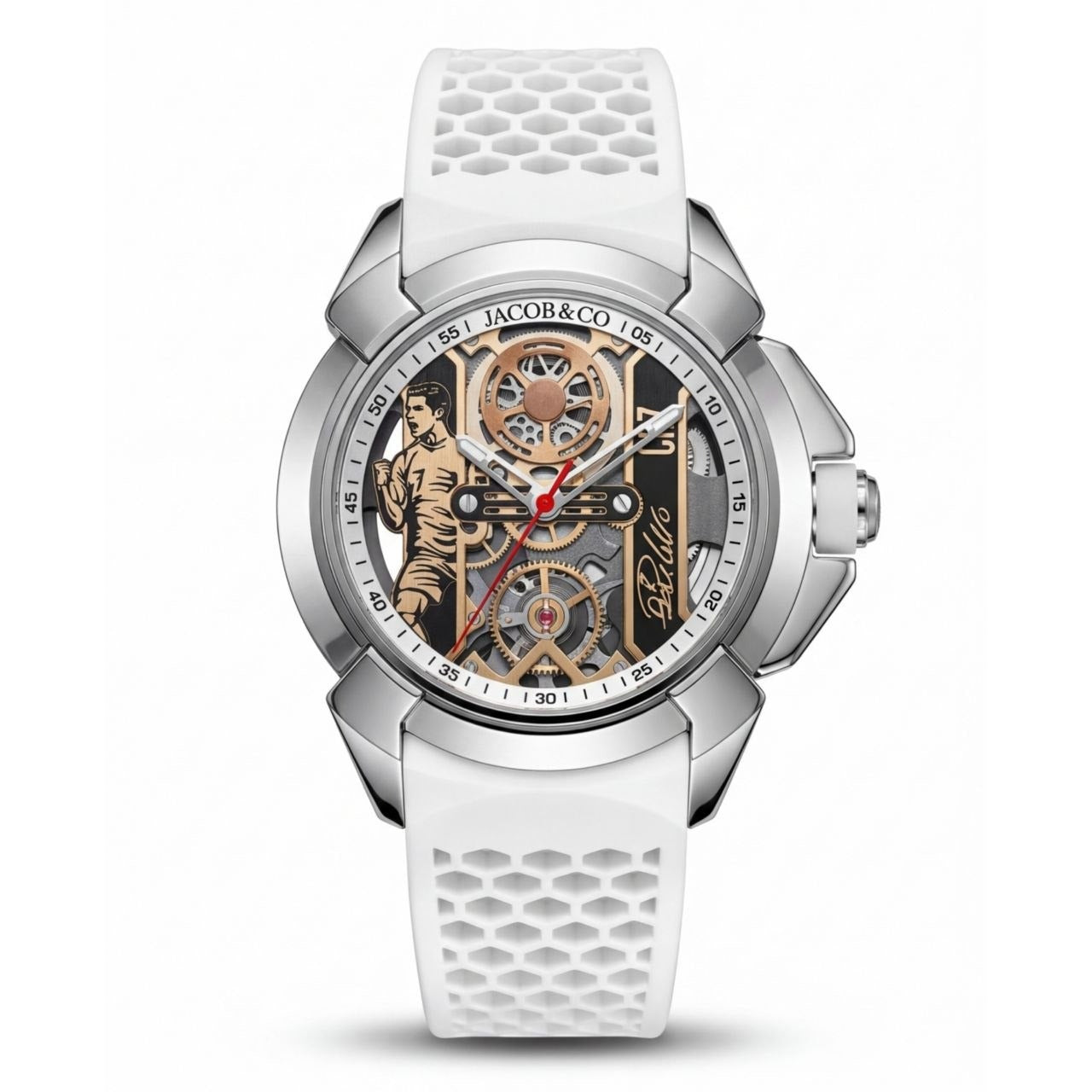 Jcb & Co. Epic X "Heart of CR7" – Silver Steel & White Edition (Semi-Automatic)