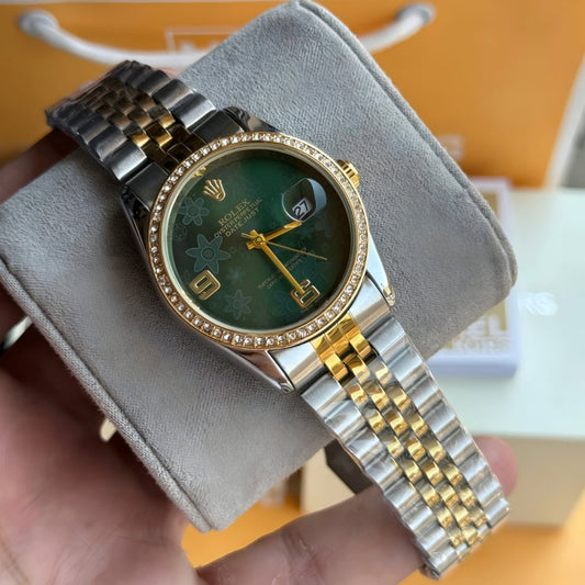 RO Datejust Womens Watch Floral Green & T