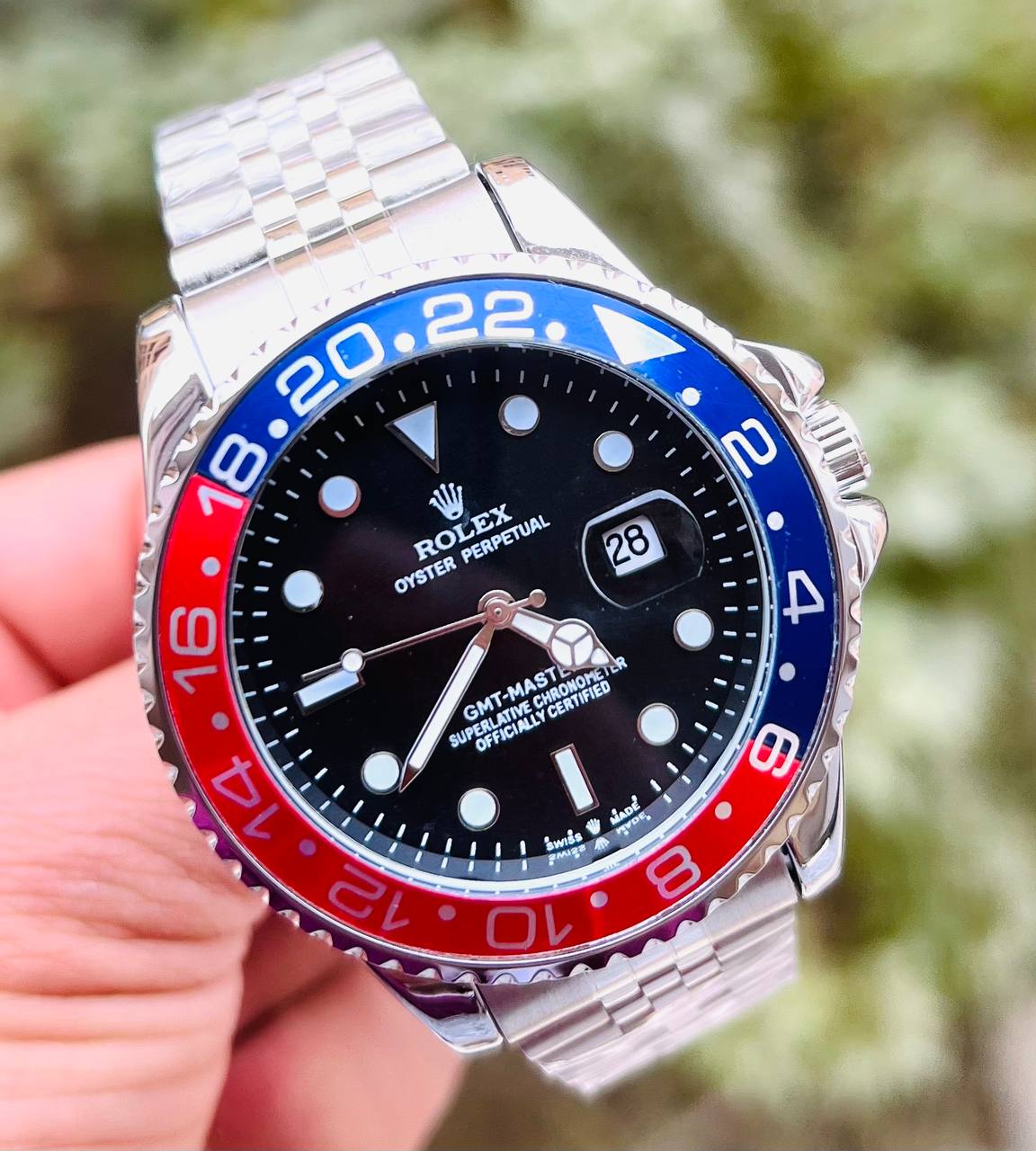 RO GMT-Master II "Pepsi" Silver Steel & Blue/Red