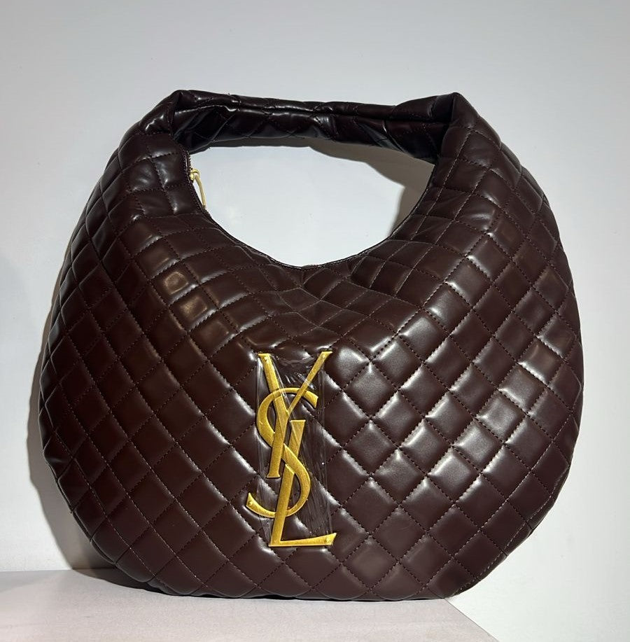 YSL Quilted Hobo Shoulder Bag – Dark Chocolate Brown 45 × 33