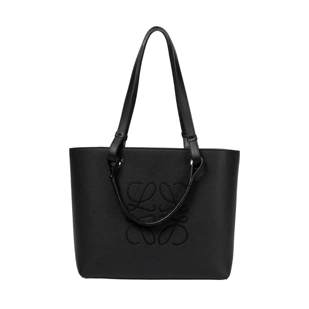 Lowe Anagram Embossed Grained Leather Tote Bag (Classic Black) 37*26
