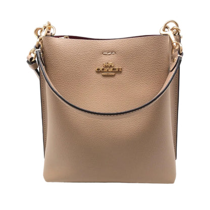 Coch Pebble Leather Town Bucket Bag (Beige / Taupe) 23*22