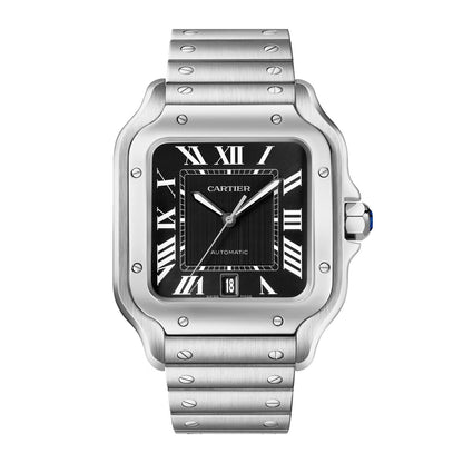 Santos de CRT silver frame Quartz Black dial
