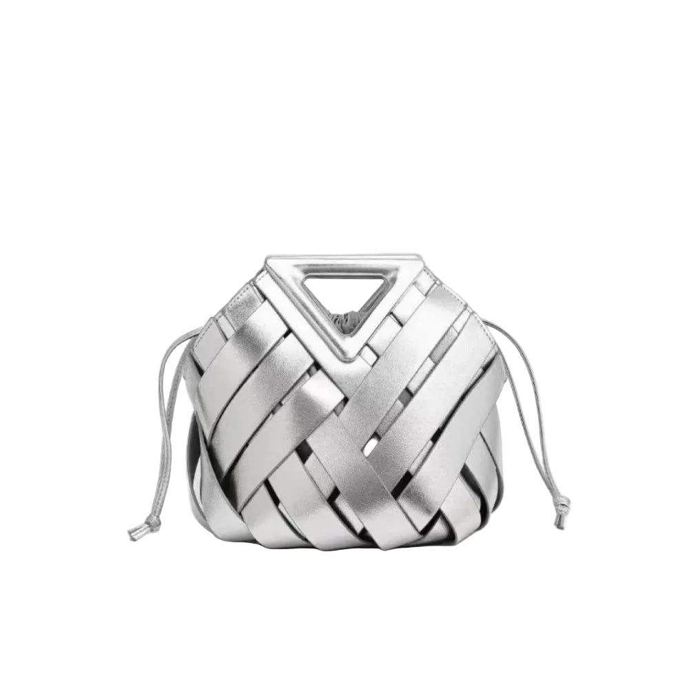 Bott Ven  Beak Mini Shoulder Bag – Silver Metallic Leather 34×24