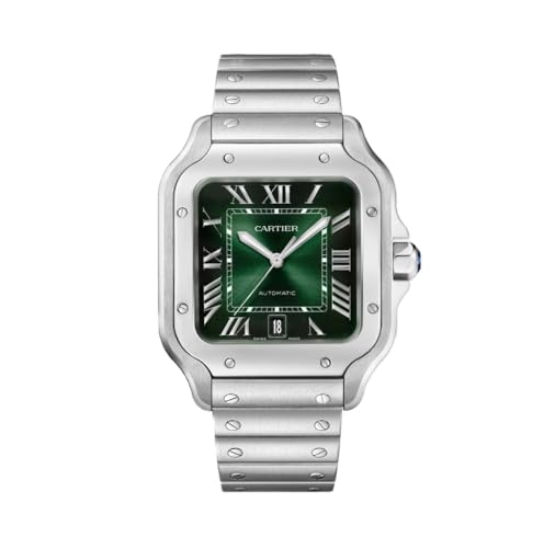 Santos de CRT Silver frame Quartz Green dial