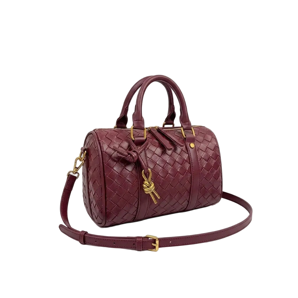 Bott Ven Small Bauletto Intrecciato Leather Bag in Burgundy 25×19