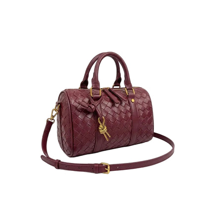 Bott Ven Small Bauletto Intrecciato Leather Bag in Burgundy 25×19