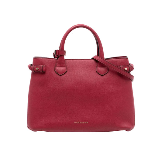 Burb - Medium Banner Tote Bag – Dark Red Grained Leather 34*24