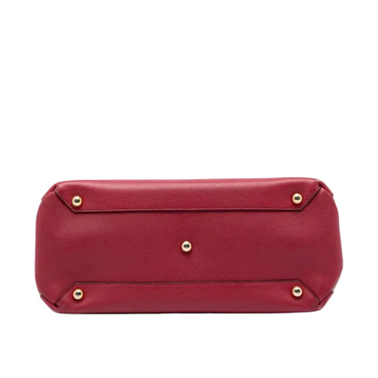 Burb - Medium Banner Tote Bag – Dark Red Grained Leather 34*24