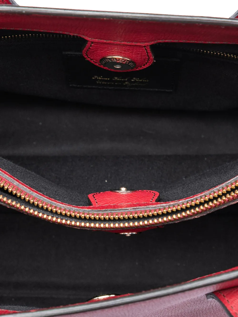 Burb - Medium Banner Tote Bag – Dark Red Grained Leather 34*24