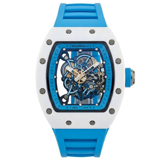 Rchrd RM 055 – White & Sky Blue Skeletonized Edition (Semi-Automatic)