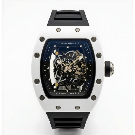 Rchrd RM 055 – White & Black "Panda" Skeletonized Edition (Semi-Automatic)