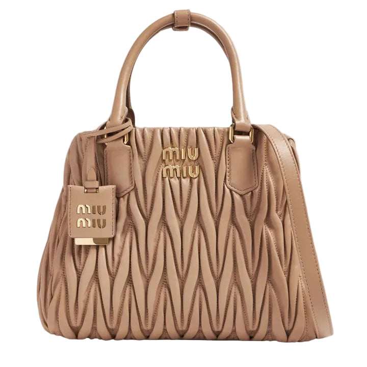 Mu Mu -  Wander Matelassé Nappa Leather Bag – Beige Size 20*16