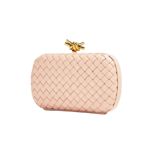 Bott Ven Knot Minaudière – Pale Pink Intrecciato Nappa Leather 23*14