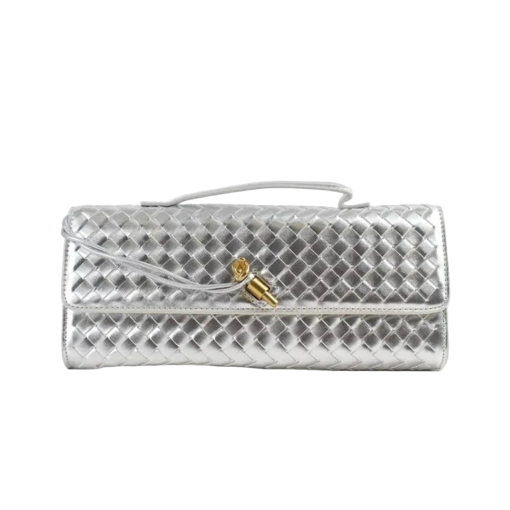 Bott Ven Long Andiamo Metallic Intrecciato Clutch 25×19