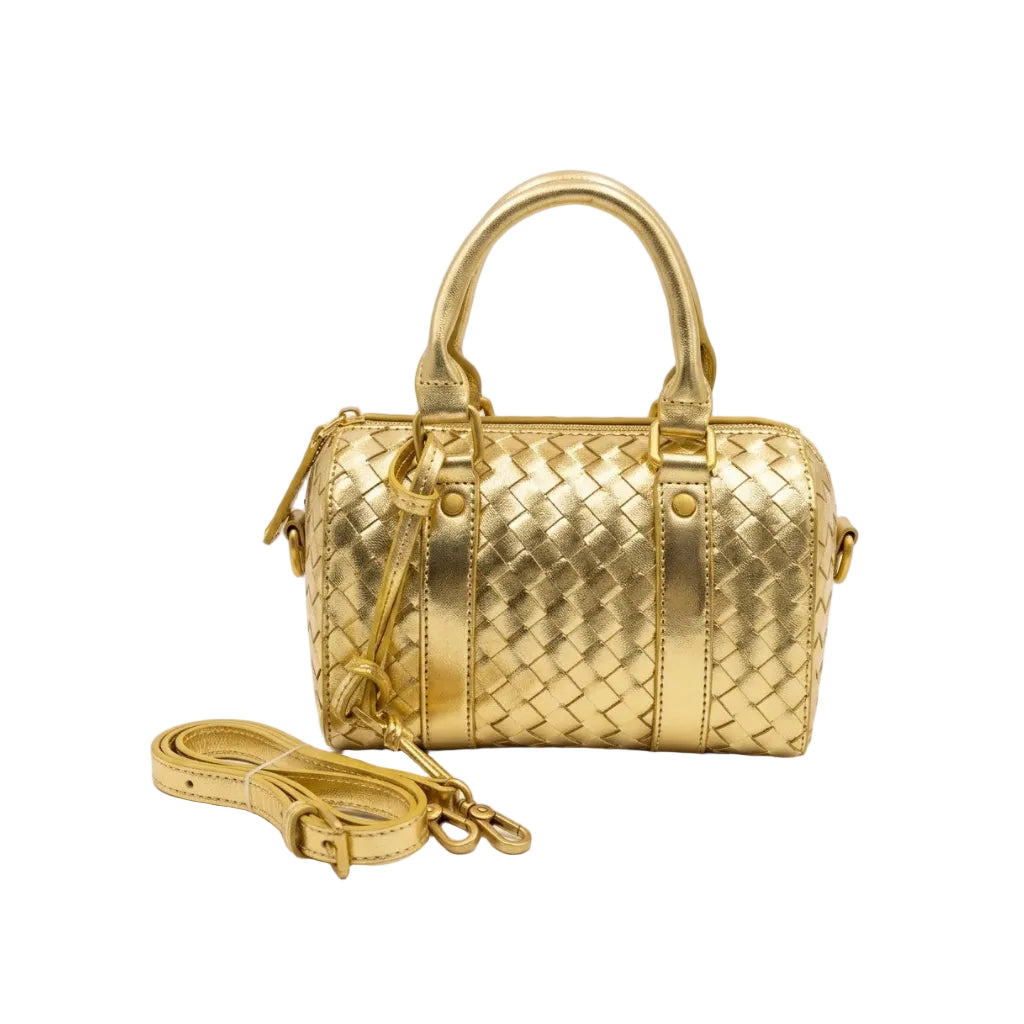 Bott Ven Mini Wallace Intrecciato Metallic Gold Leather Bag 25×19