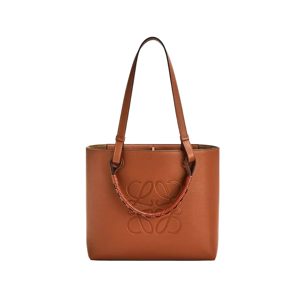 Lowe Anagram Embossed Grained Leather Tote Bag (Tan) 37*26