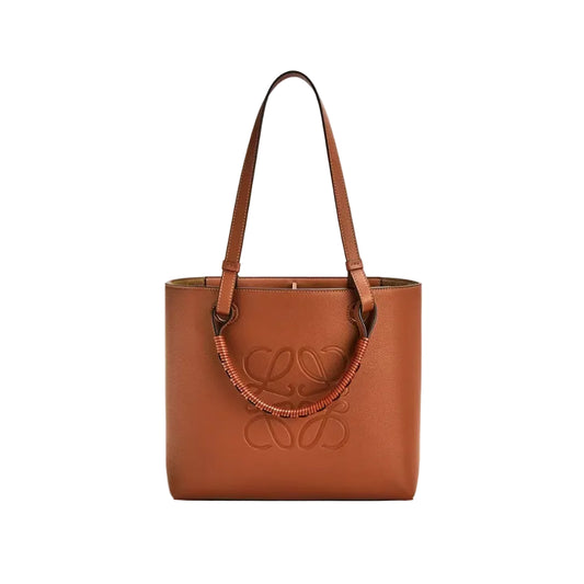 Lowe Anagram Embossed Grained Leather Tote Bag (Tan) 37*26