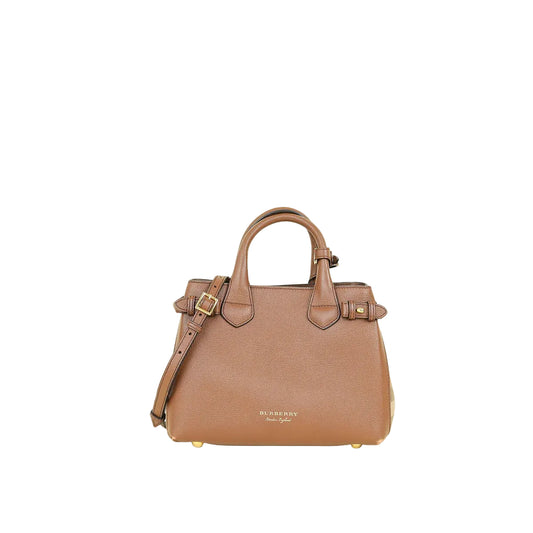 Burb - Small Banner Tote Bag – Tan Grained Leather 34*24