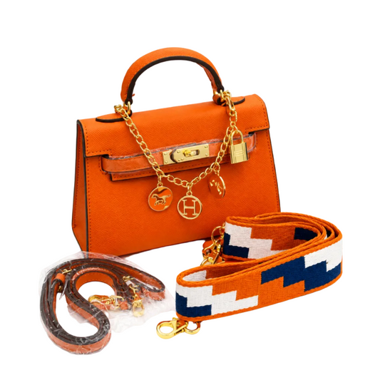 Elegant Orange Top Handle Satchel Bag  22*25