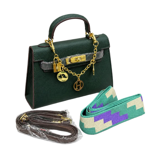 Elegant Dark Green Top Handle Satchel Bag  22*25