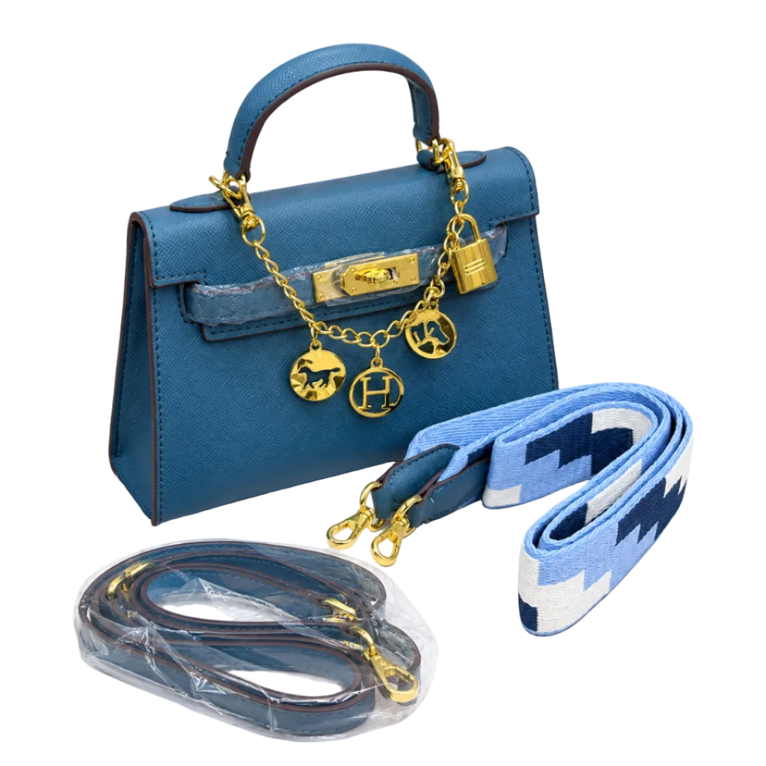 Elegant Blue Top Handle Satchel Bag 22*25